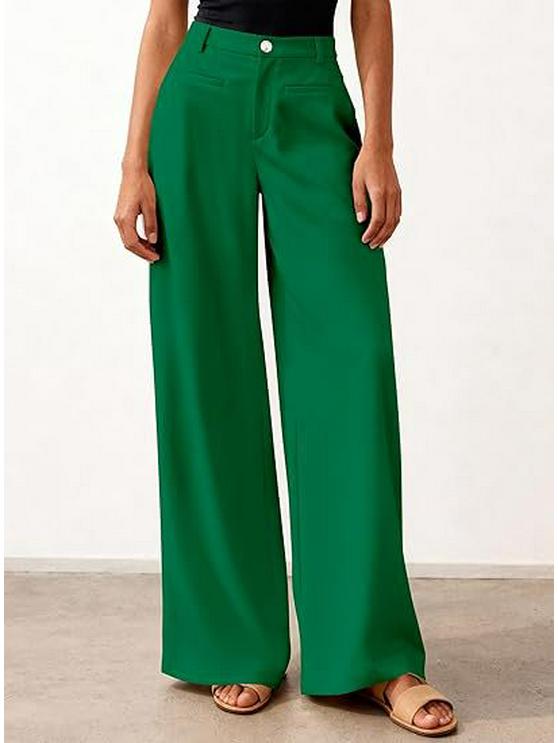 European-American High-Waisted Wide-Leg Women's Suit Pants - Simple Drapey Style for Spring/Summer Business Casual