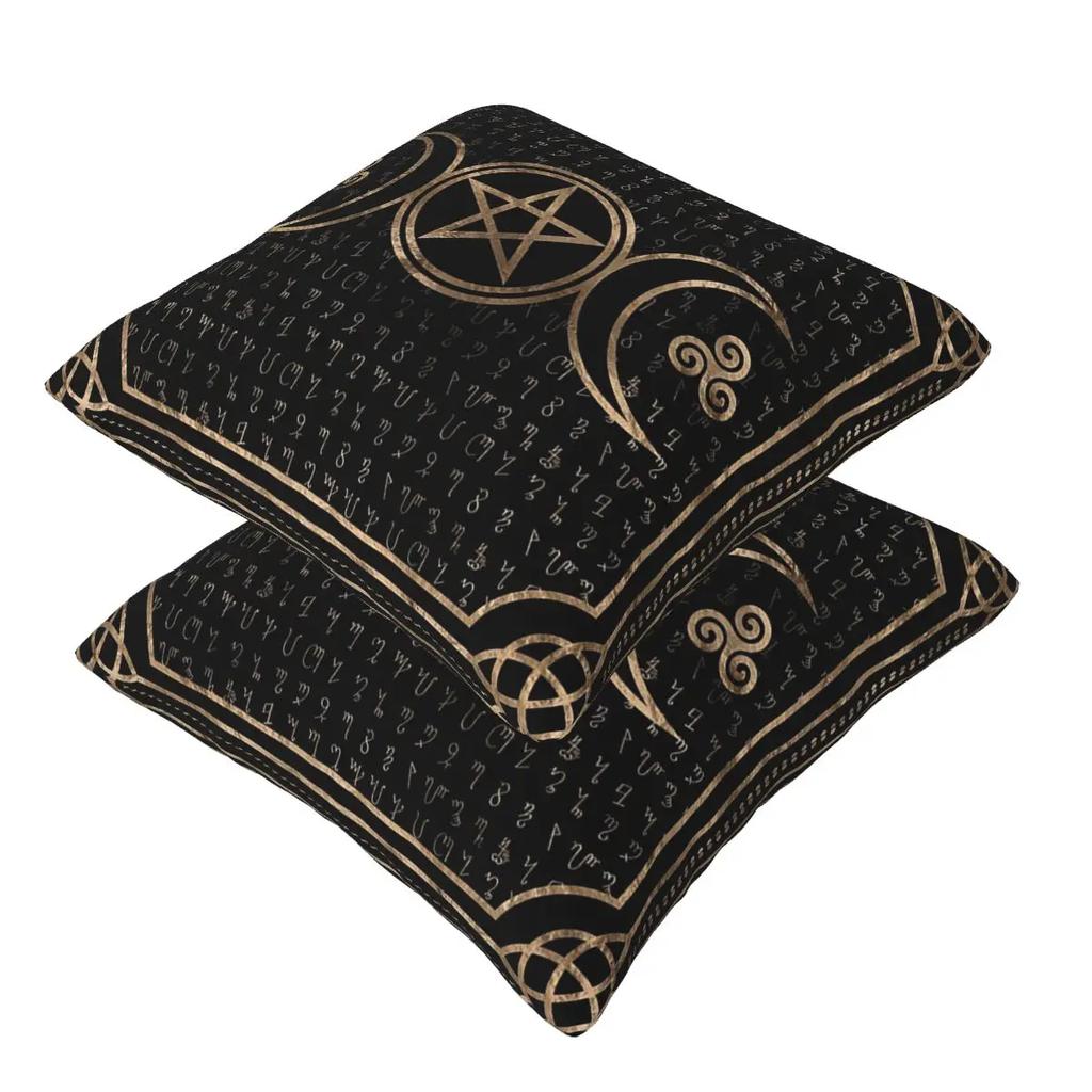 Triple Moon With Triskelion Pentagram Pagan Wiccan 2 Pcs Square Pillowcase Pillow Cover Cushion Comfort Throw Pillow For Home