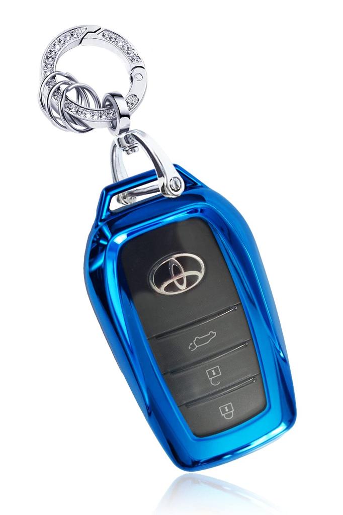 Smart Key TPU Compatible with Toyota Custom Parts for Women [MKMC] Case, Material, Prius, Alphard, Vellfire, Crown, Harrier, (Crystal Blue)