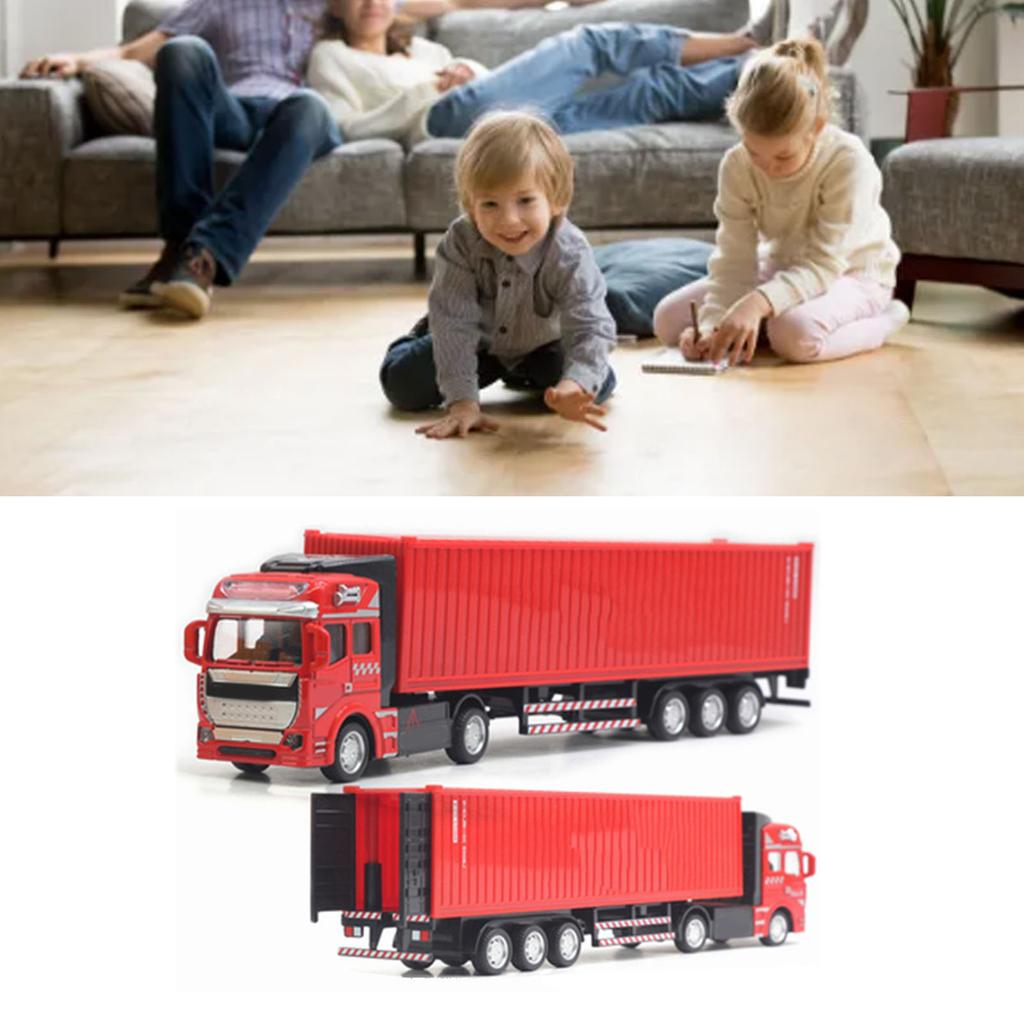 Pull Back Container Truck Toy High Simulation Plastic Alloy Container Truck Model for Boys Girls Children Gift