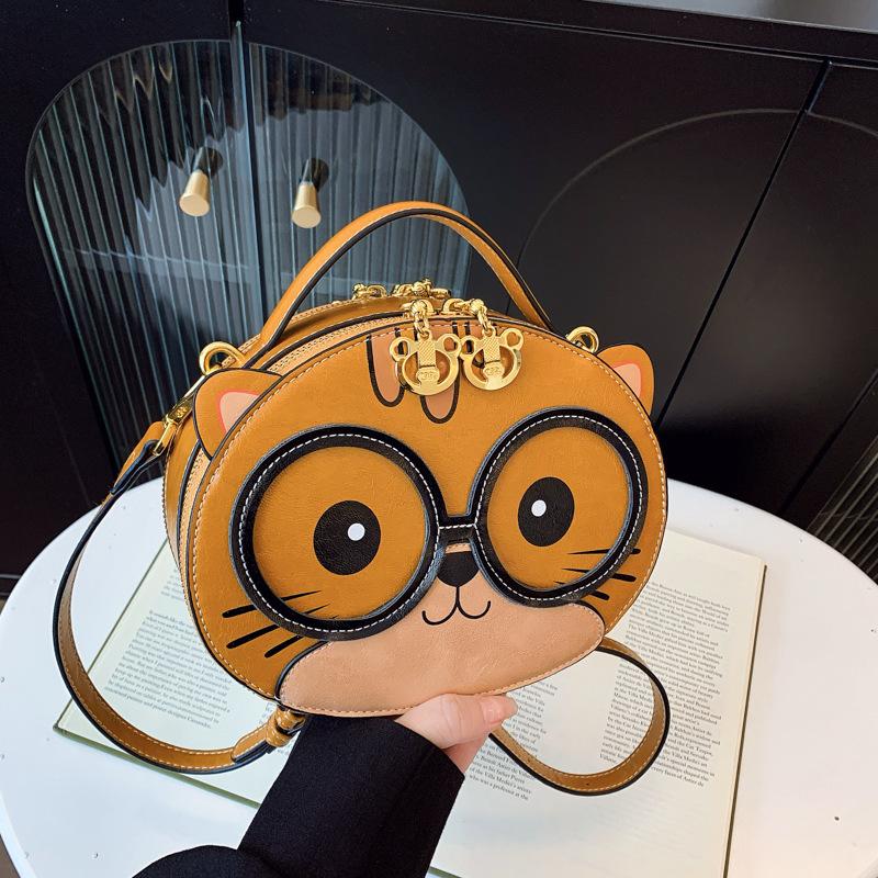 

Fashion Cartoon Small Bag 2025 New Japanese Cute Bear Shoulder Bag Women s Versatile Portable Round Bag PU жовтий