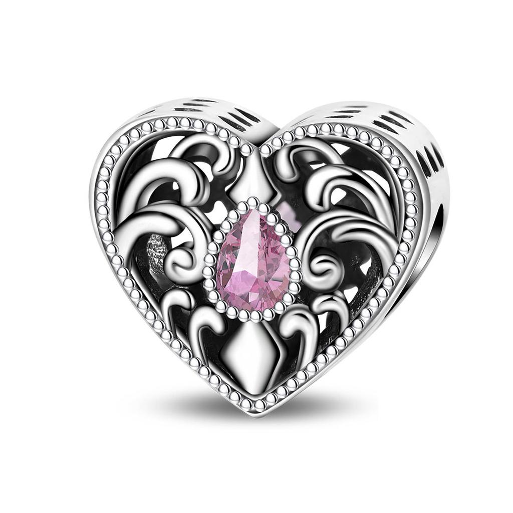 Cute Pink Rose Cherry Blossom Crown Charm Pendant Bead DIY Bracelet Jewelry Accessory