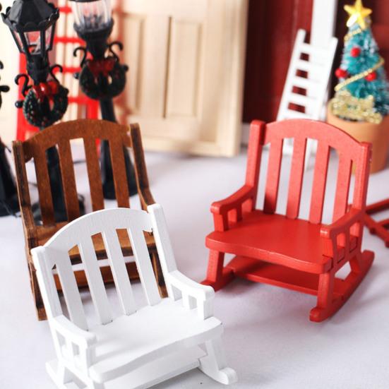 Mini Rocking Chair Retro Creative 1/12 Ratio Dollhouse Swing Rocking Chair for Scene Ornament