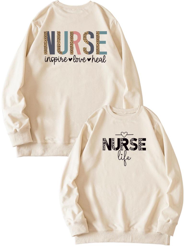 European Front & Back Print Nurse Inspire Love Heal Women's Versatile Hoodie