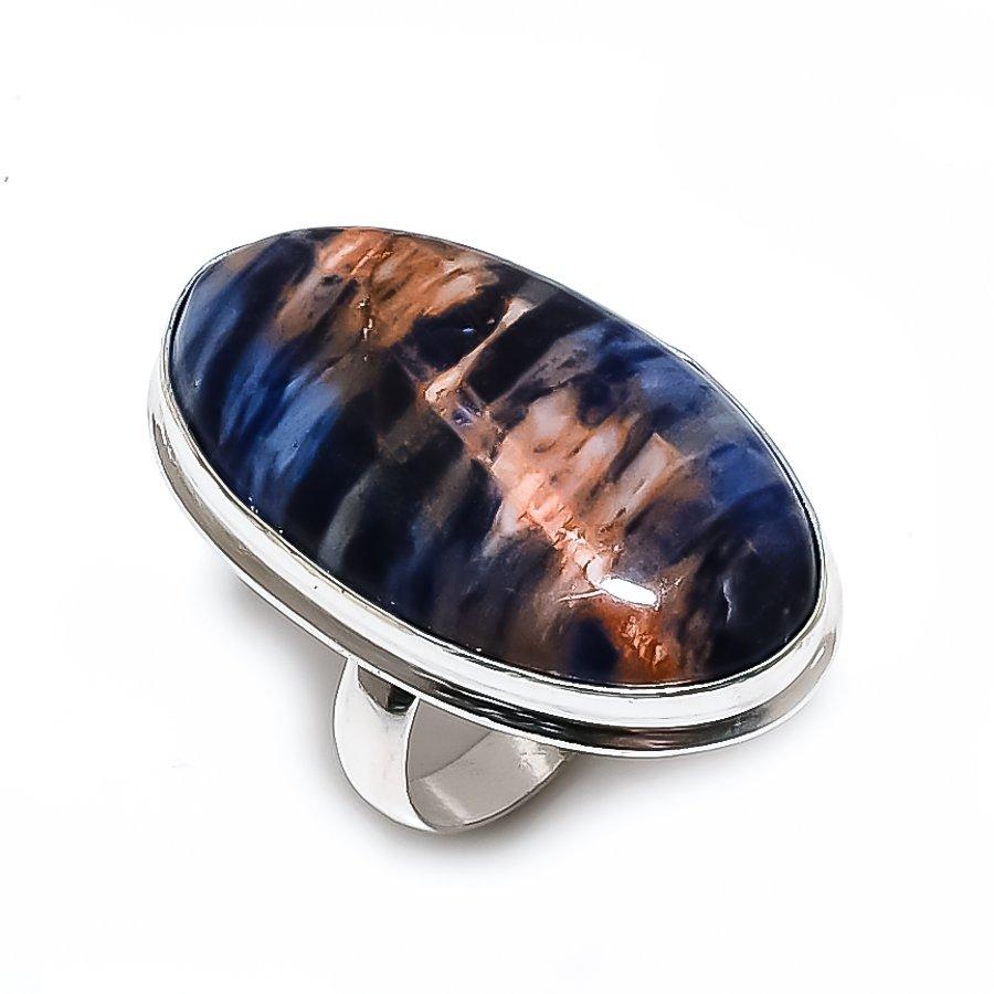 Sodalite Handmade 925 Steling Silver Jewelry Ring Size 8 w7Q05
