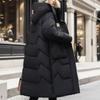 Winter Mid To Long Length Hooded Down Cotton Jacket Women's Thick Over Knee Waterproof Parka Coat Hooded Big Pocket Outercoat