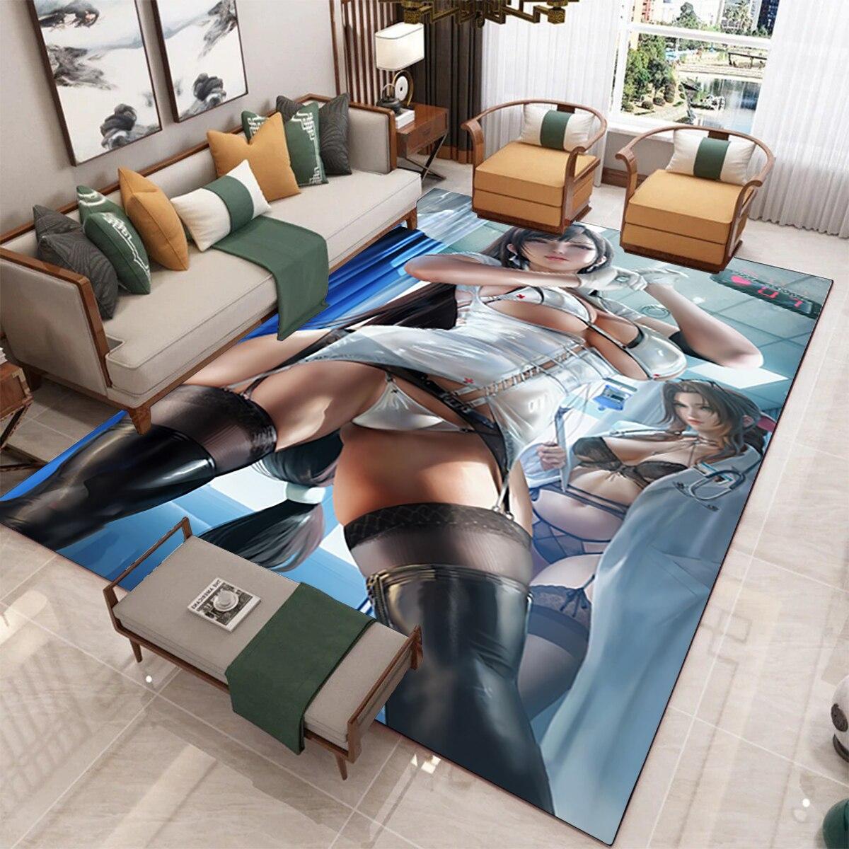 

Sexy Girls Nackt Fashion Carpet 3D Tifa Aerith Art Декоративний килим Килим проти ковзання Вітальня Декор спальні Опора для фотографій 160cm by 200cm