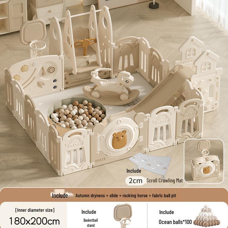 Compact Foldable Baby Playpen & Safety Fence with Integrated Crawling Mat for Indoor Use