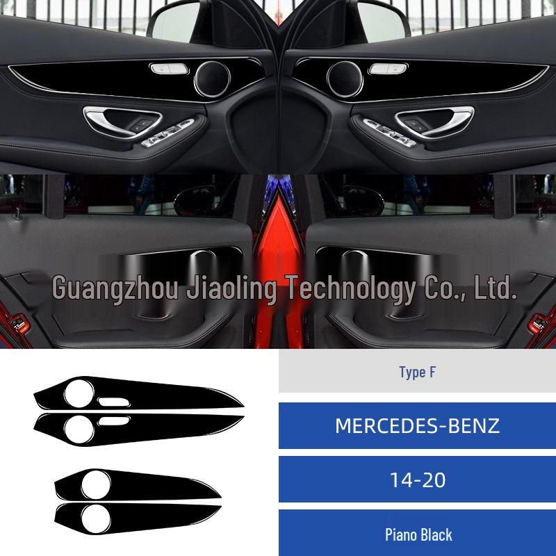 Piano Black Door Trim Sticker for 2014-2020 Mercedes C-Class W205 Interior