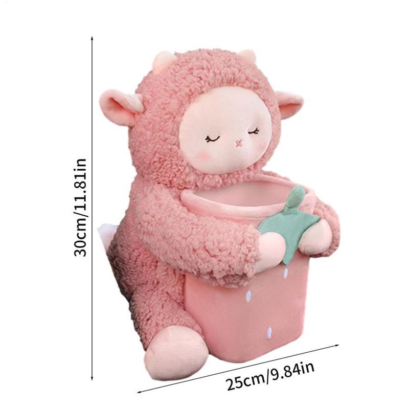 2 In1 Cute Cartoon Car Tissue Box With Ashcan Creative Plush Tissue Box Holder Auto Armrest Box Car Garbage Can for car interior