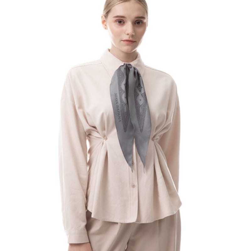 MAYA SAPANA Printed Silk Rhombus Scarf - Grey Flannel