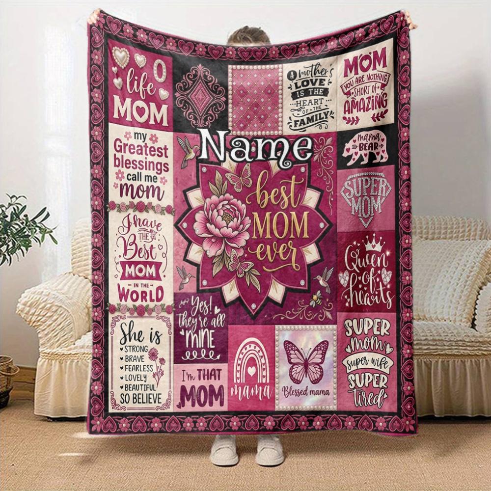 Best Mom Ever Customize Your Name Home Blanket Comfortable Soft Lightweight Allseason Multipurpose Blanket For Picnics Sofas Offices Beds Living Rooms