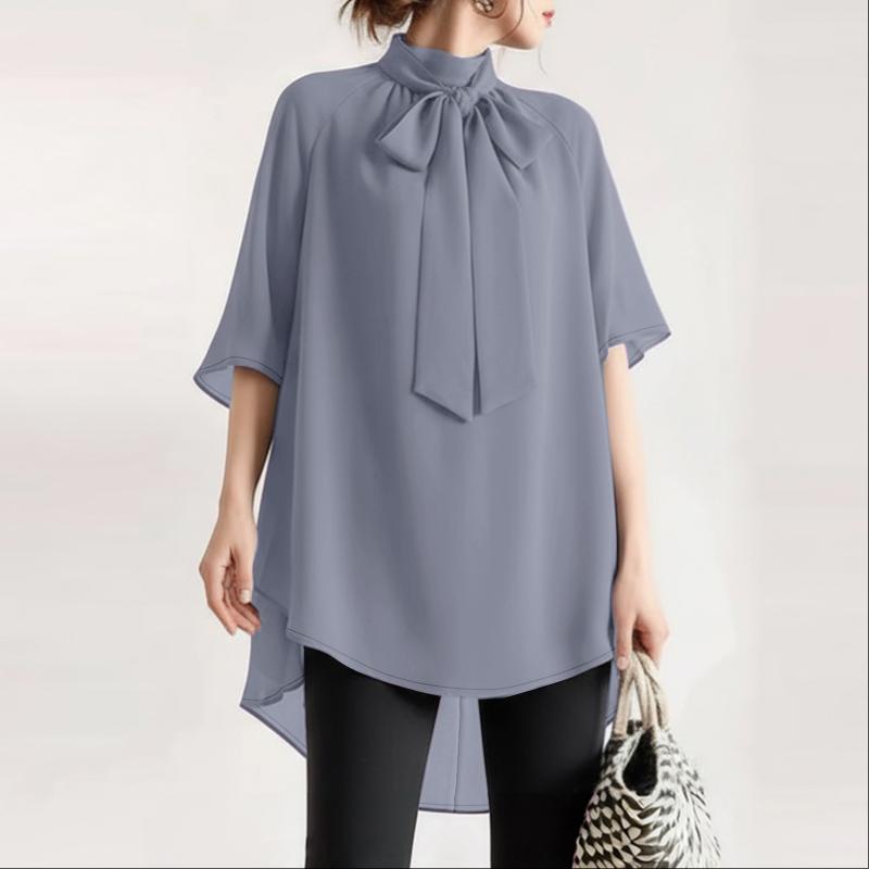 

ZANZEA Женская блузка с воротником-стойкой, свободного кроя, с рукавом до локтя S