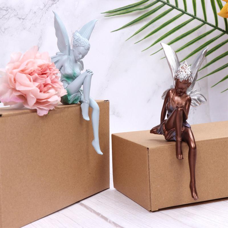 New Flower Fairy Statue Ornament Figurines With Wings Outdoor Garden Resin Craft Landscaping Yard Decoration