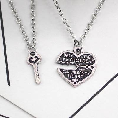 Couple Necklace Vintage Key Hearts Pendant Carved Only The Keyholder Can Unlock My Heart Necklaces For Women Men Colar 2026