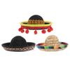 POPETPOP 3-Piece Sombrero Party Hats for Halloween Dog Costumes, Sombrero Headbands with Small Ball Hair Hoops for Pet Kitten Party Decorations