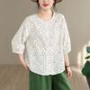 DIMANAF 2026 Summer Plus Size Women Blouse Shirts Tunic Oversize Loose Casual Cotton Lady Tops Tees Print Floral Fashion