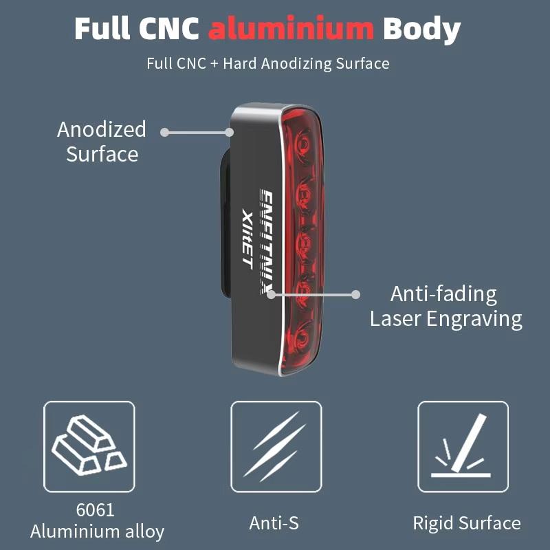Bicycle Taillights Auto Start/Stop Bike Rear Smart Taillight Usb /Type C Charging Waterproof Brake Sensing Light