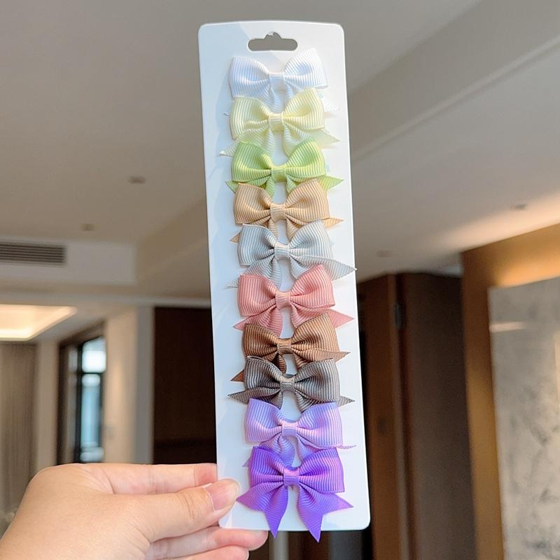 10Pcs/set Solid BB Hair Clips For Cute Girls Ribbon Bowknots Boutique Barrettes Hairpins Headwear Kids Hair Accessories Gifts