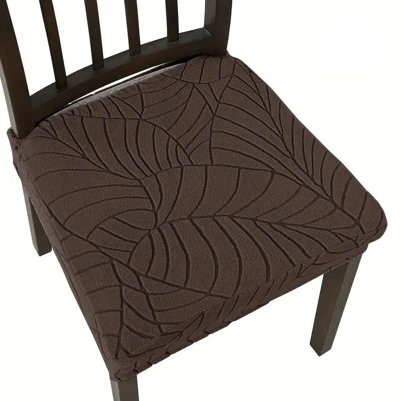 1/4Pcs Jacquard Chair Seat Covers Stretch Pure Color Chair Cover Removable Upholstered Seat Cushion Slipcover For Home Party