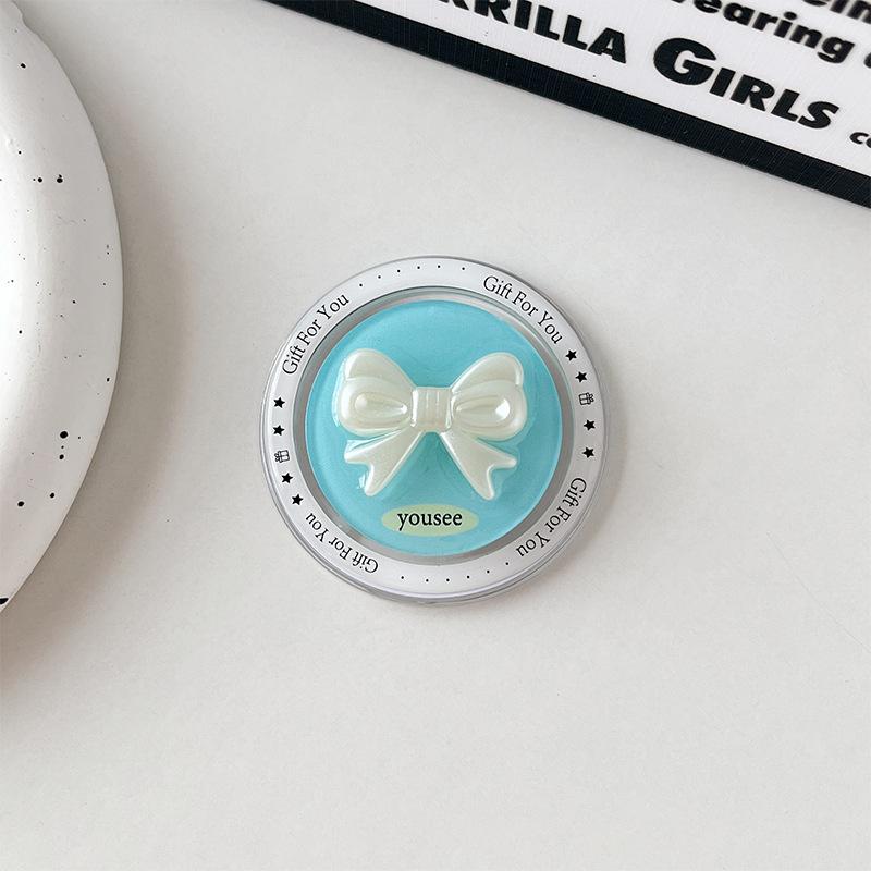 Solid Color Bow Mobile Phone Case Magnetic Airbag Bracket Retractable Wind Ring Buckle Desktop Support Frame