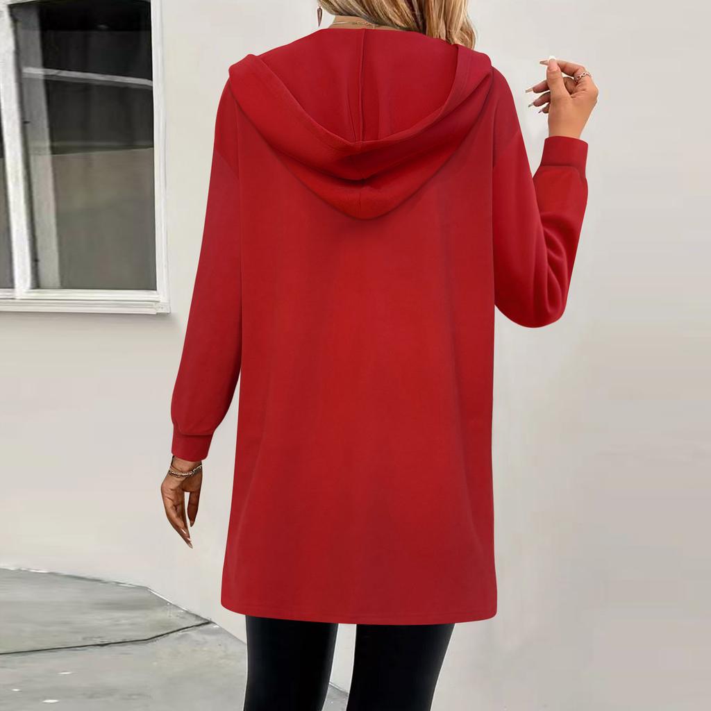 Long Sleeve Women Solid Color Hooded Top Lightweight  Jacket Coat Winter And Fall