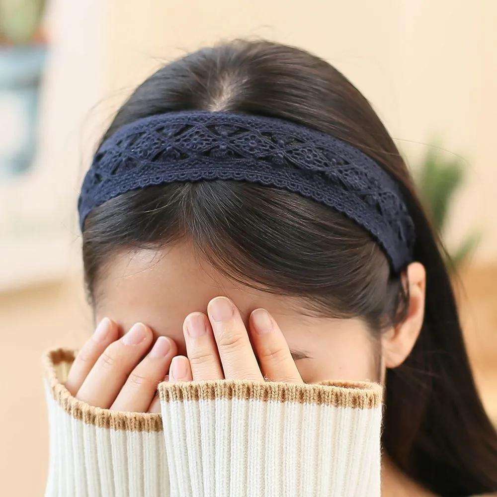 Handmade Headband Daily Headband Angel Scrunchie Frill Lace Navy