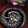 VIKAMA Xenomorph Alien Ouroboros Round Rug, Gothic Horror Sci-Fi Floor Mat, Bedroom Living Room Man Cave Decor Carpet