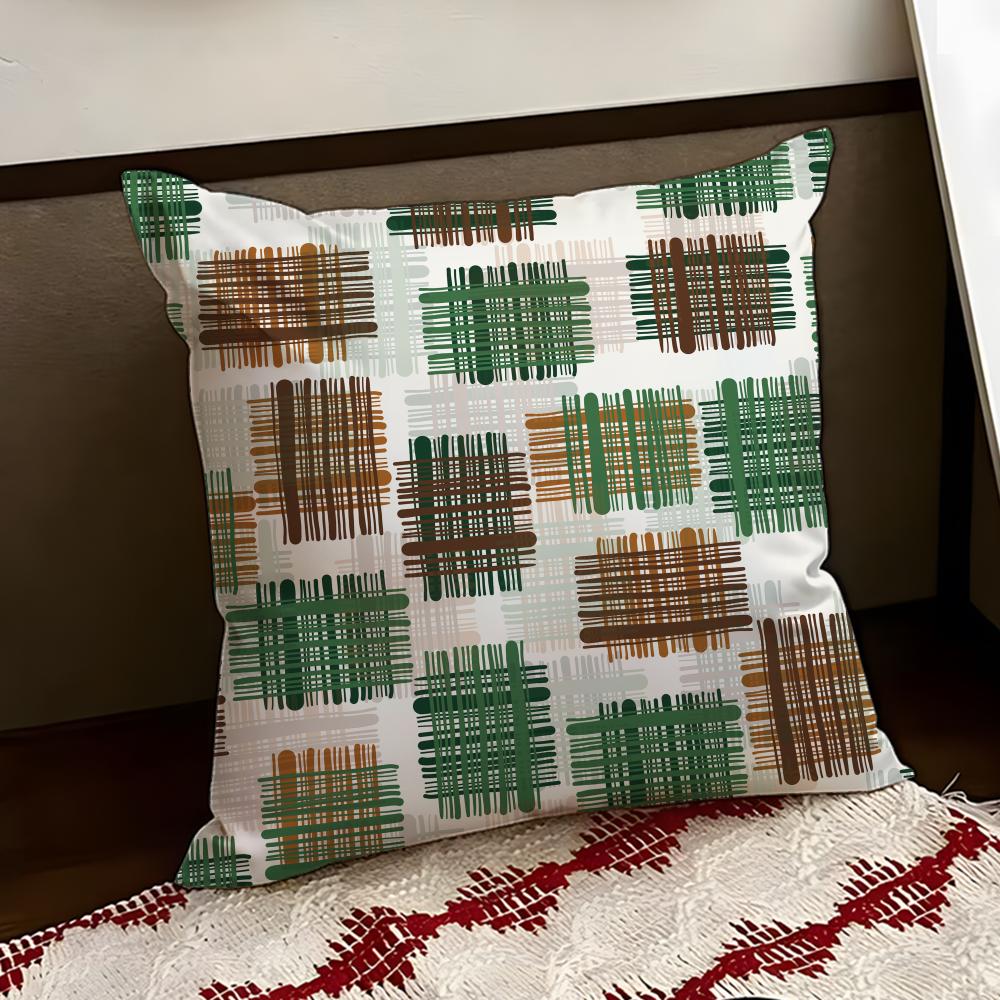 Colorful Patchwork Pattern Cushion Cover Reversible Soft Durable Pillow Cover Home Car MultiScene Use for Daily Comfort