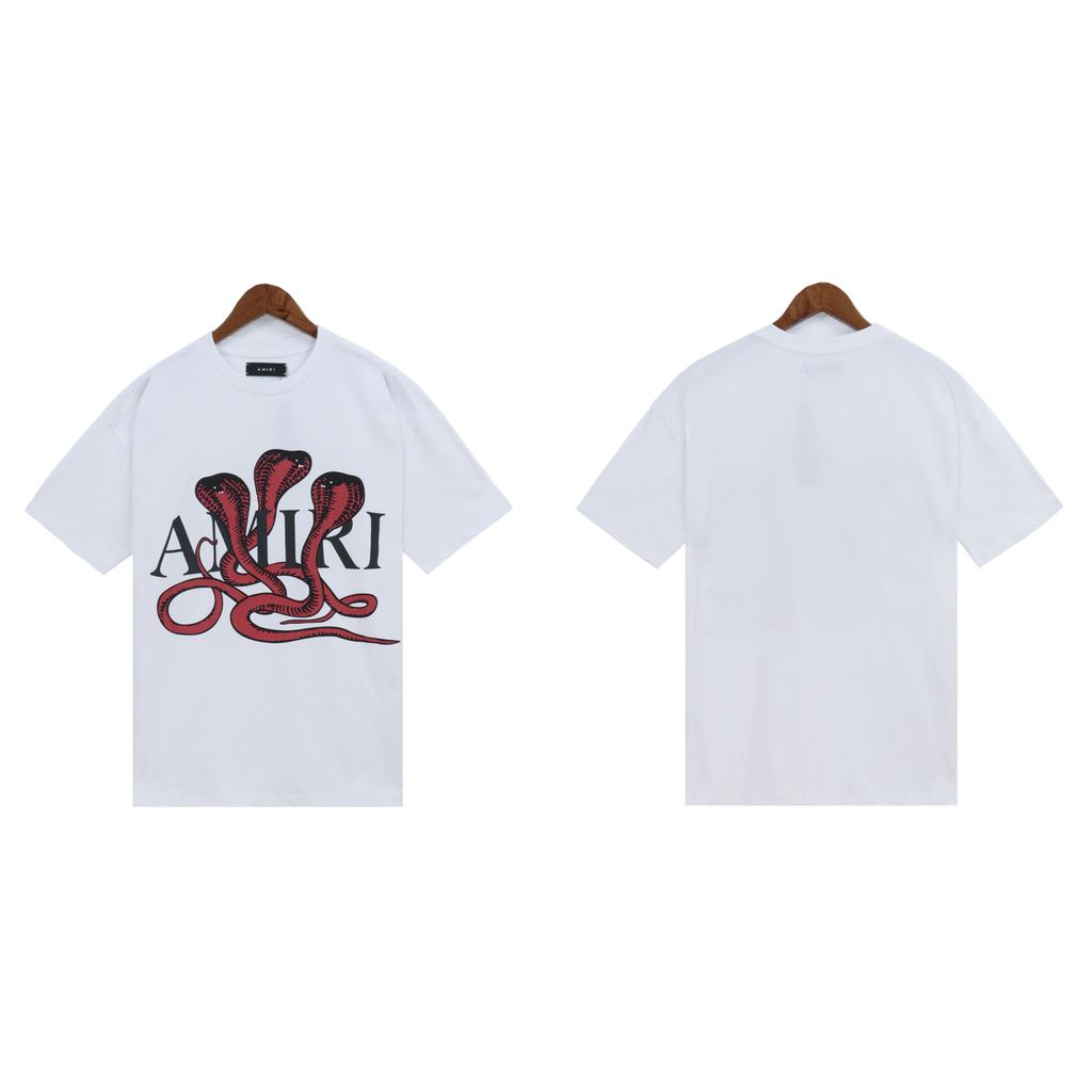 2205 Amiri 2025 Sommer Neue Männer und Frauen Lose Hochwertige Baumwolle Plus Größe T-shirt Paar T-Shirt Serpentine muster druck