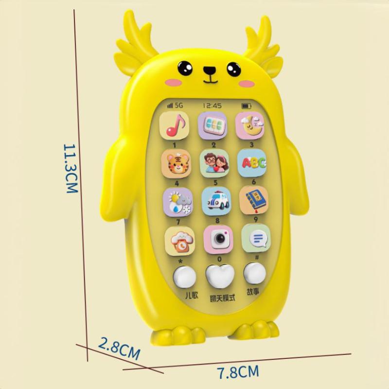 Cute Cartoon Deer Shape Baby Toy Phone Bilingual Learning Modes Chewable Soft Material Music Stories For Infant Early Education