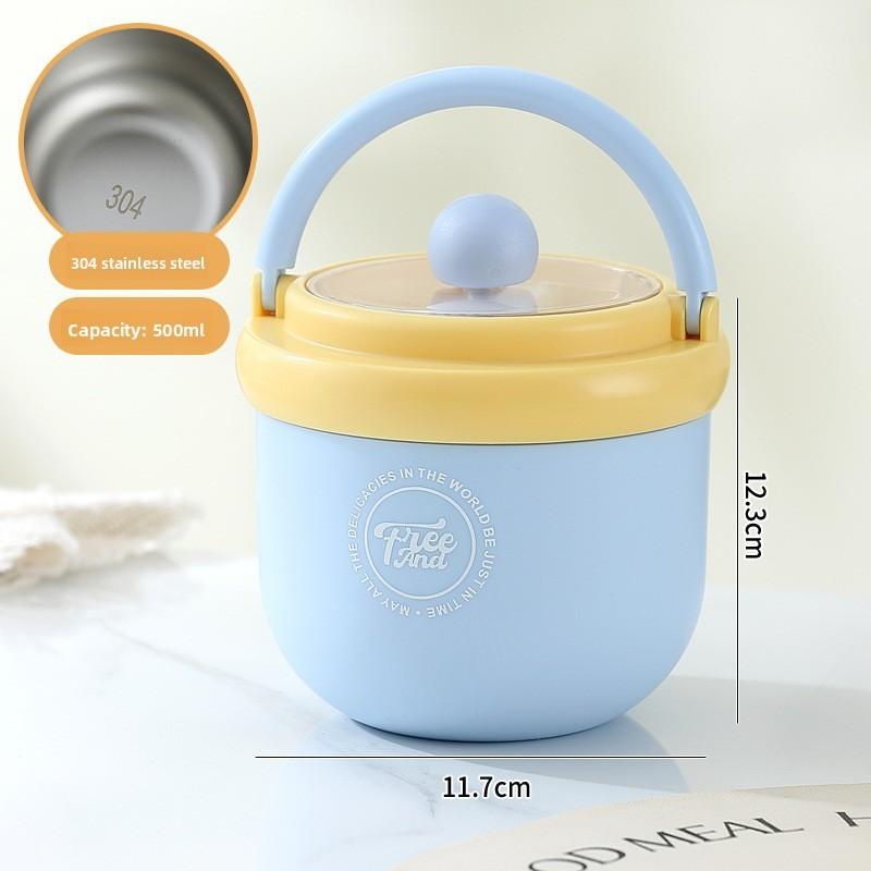 Insulated Student Breakfast Cup With Lid And Spoon For Office And School Use