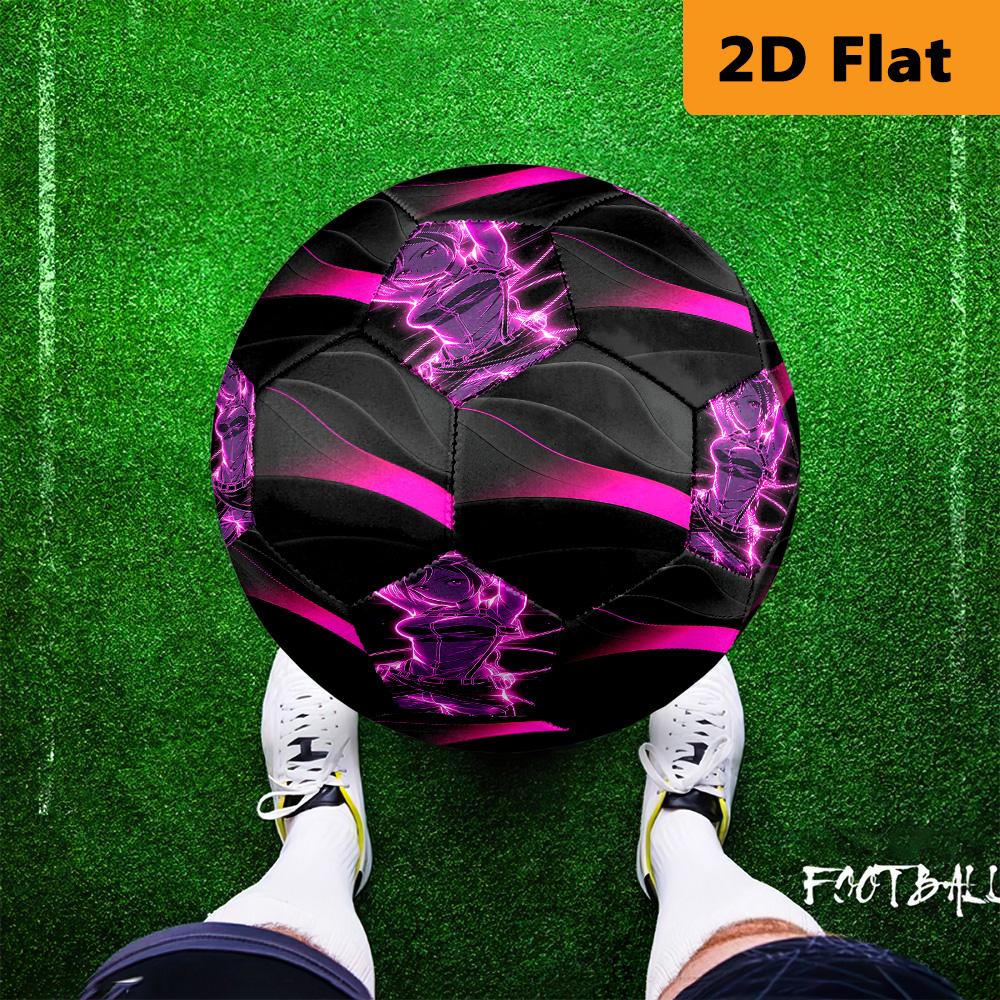 Black Pink Gradient Wave Size Soccer Ball High Elasticity Match Universal Unique Gift Purple Anime Art Football