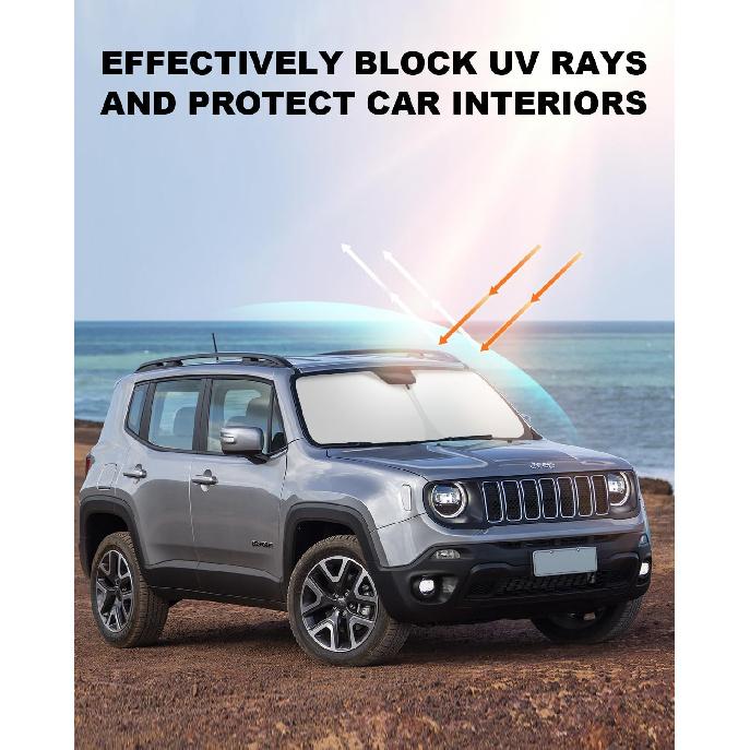 Front Windshield Sunshade Fit For Jeep Renegade 2015-2025 UV Ray Reflector Foldable Car Shade Automotive Windshield Sunshades Jeep Renegade
