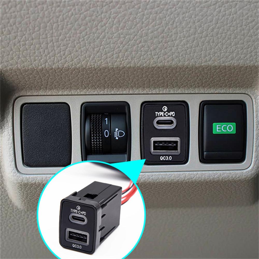 Chargeur de voiture QC3.0 + Interface USB Type-C Double prise pour Nissan Tiida Qashqai Navara