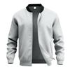 Giacca Bomber Casual da Uomo a Manica Lunga, Colore Unito, Collo Alto, con Zip