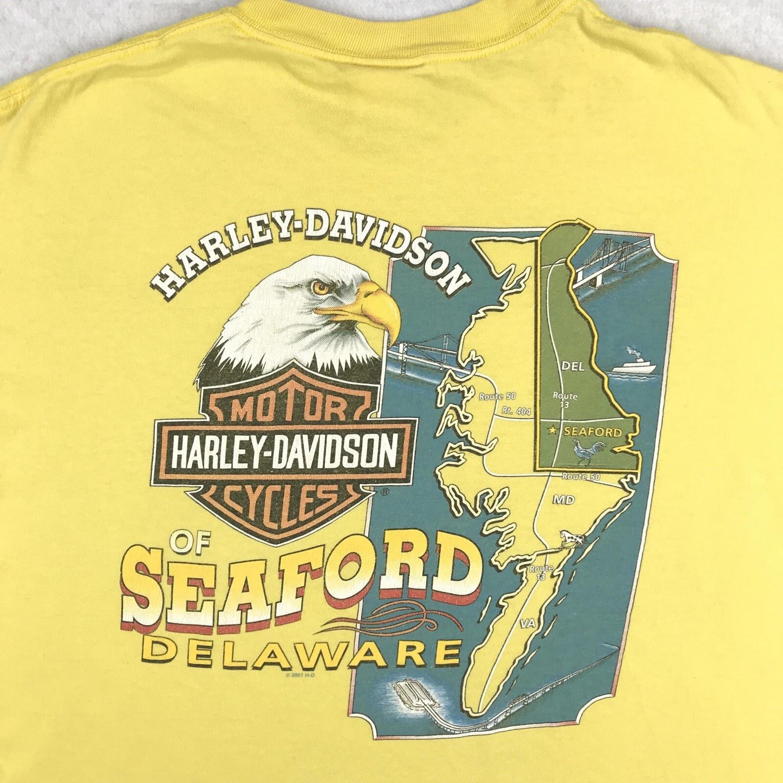 vintage 2005 HARLEY DAVIDSON MOTORCYCLE SEAFORD DELAWARE T-Shirt XL biker 90s S