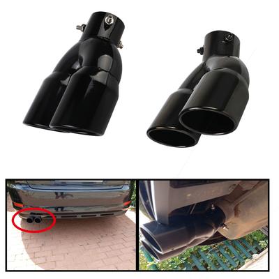 Double Outlet Double-Barrel Rear Exhaust Tip Tail Pipe Muffler Stainless Steel Universal Car Accessories 63mm Car Inlet