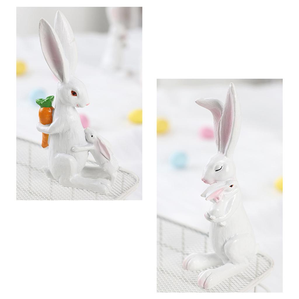 Family Bunnies Figurine Easter Rabbit Statue Indoor Easter Decoration Modern Art Spring Home Decors,Bunnies Sculpture