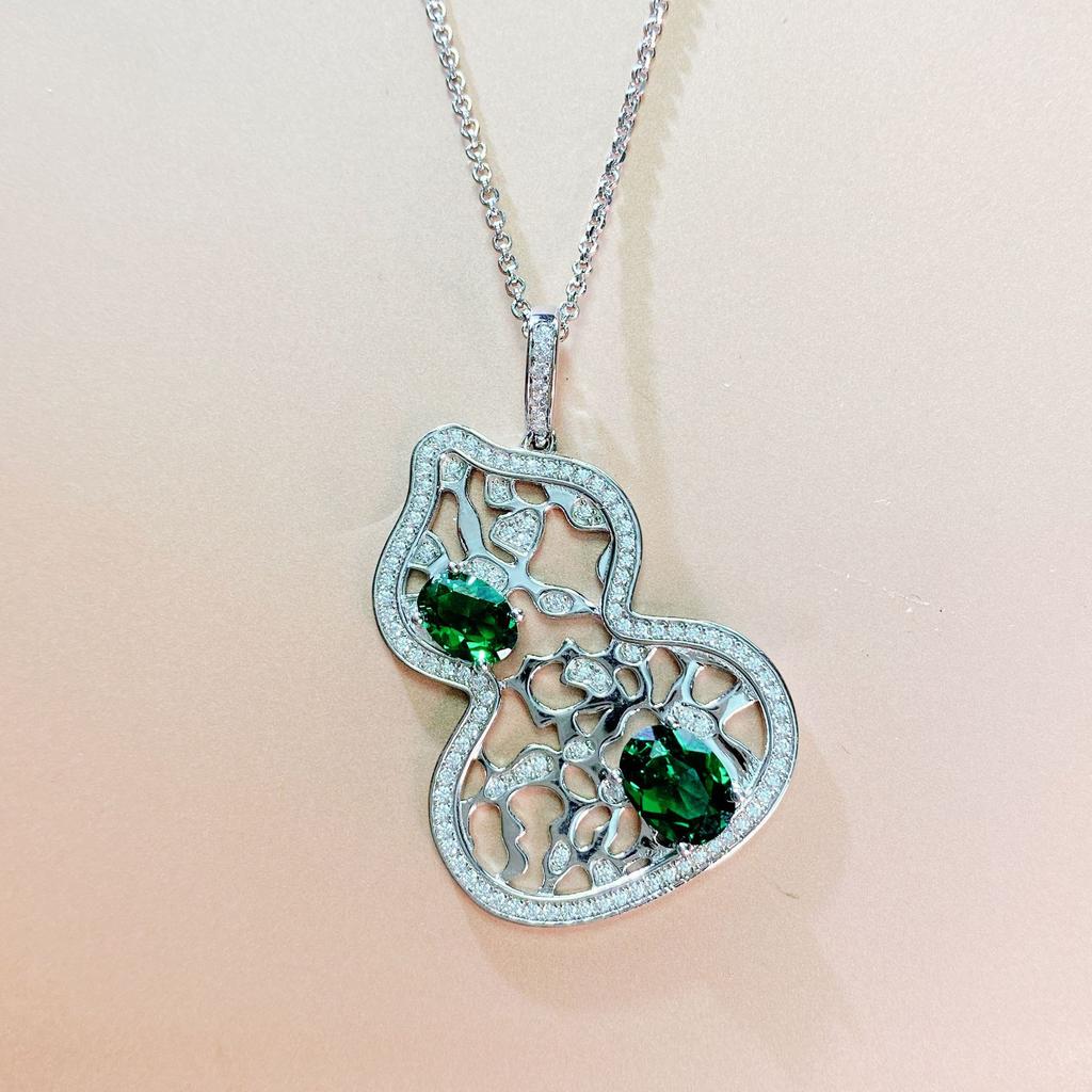 Gica Gema Green High Carbon Diamond Necklaces With 925 Sterling Silver 6*8mm Pendant Unique Design Romantic Fine Jewelry Wedding Party Gifts New Trend