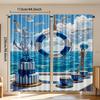 2pcs   Seaside Vacation Print Curtains Polyester Rod Pocket Design Light Filtering for Bedroom Living Room Office   Machine Washab