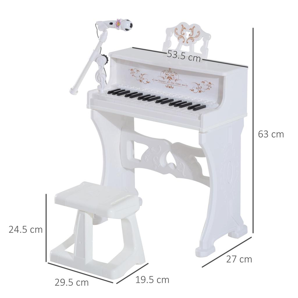 37 Keys Kids Piano Mini Electronic Keyboard Light Kids Musical Instrument Educational Game Children Grand Piano Toy Set w/Stool & Microphone & Music