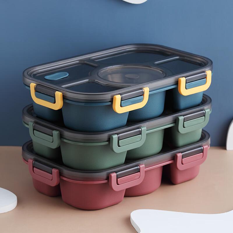Portable 5-Compartment Microwaveable Lunch Box with Soup Bowl