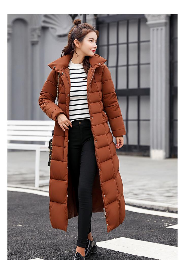 Long Sleeve Women's Cotton Coat Winter Outerwear Loose Belt Style Thick Padded Coat