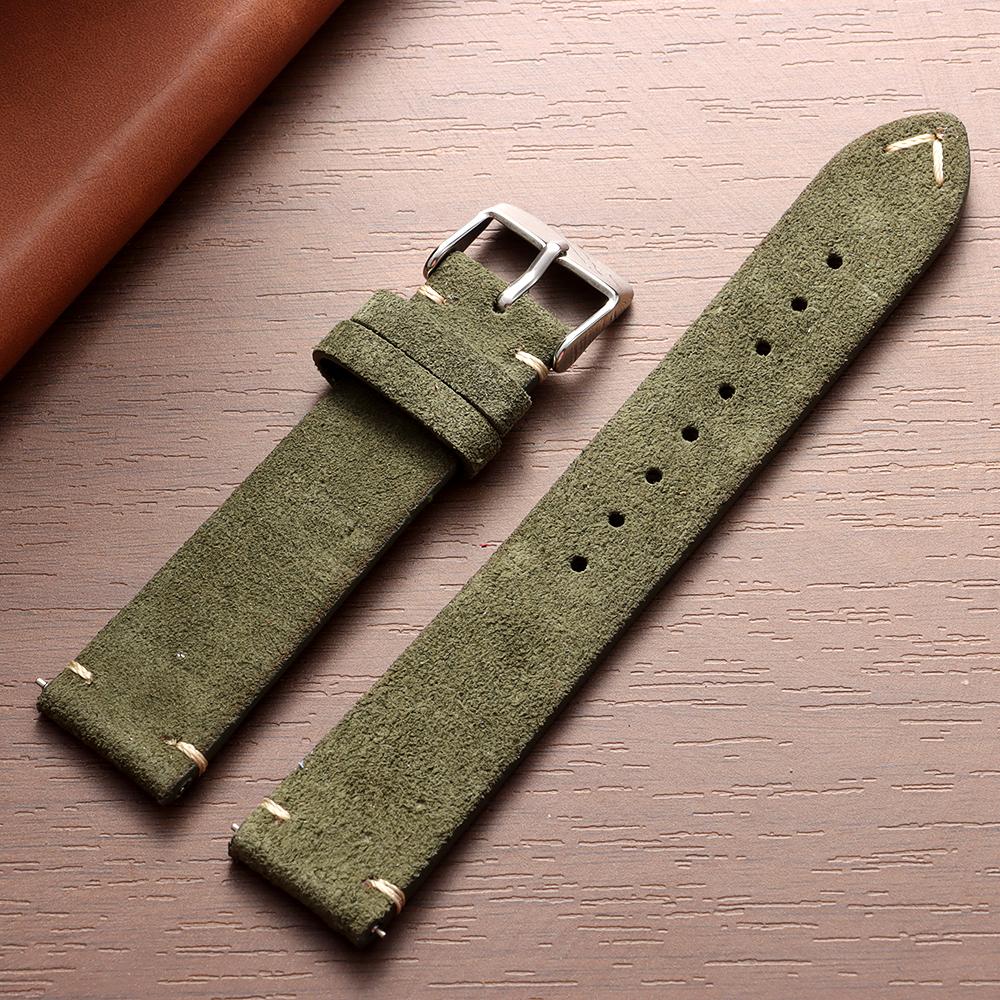 14mm 16mm 18mm 20mm 22mm Zamszowy Pasek do Zegarka Szary Vintage Pasek Zamienny Bransoletka Ręcznie Szyty Pasek do Zegarka dla Oris