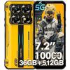 Smartphone OUKITEL WP60 5G Inquebrável 36GB+512GB Tela de 7,2'' 120Hz 10000mAh 108MP Telefone Portátil Inquebrável Dual SIM/NFC Amarelo