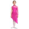 Complete Competition Lyrical Costume for Girls: Features Asymmetrical Design, Mock Neck, Mesh & Rhinestone Details