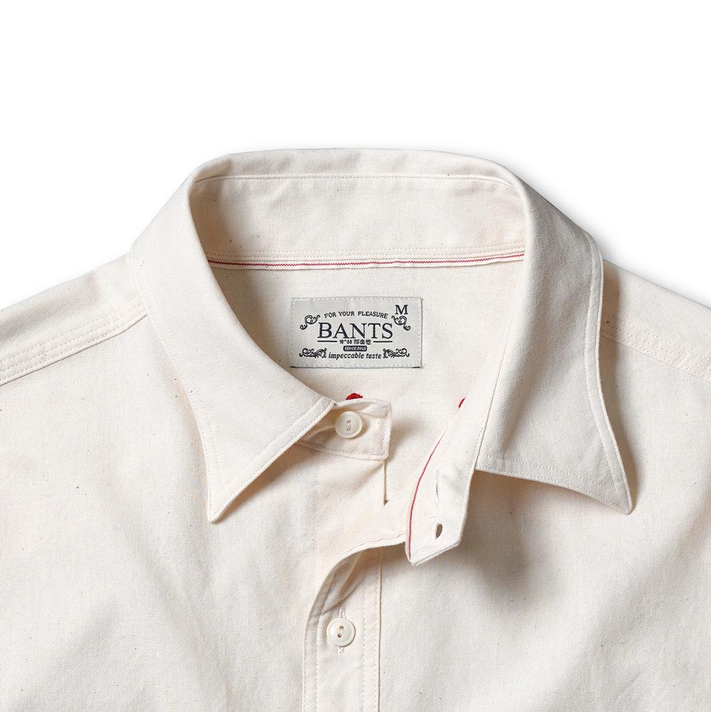 Bancheu Bgs Chambray Selvedge Cotton Work Shirt - Ecru