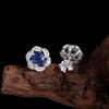 925 Sterling Silver Flower Shape Women's Earrings Natural round 5.0mm Kyanite "Wisdom Stone" Fine Jewelry For Birthday Gifts
