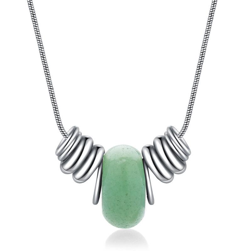 Natural Elegant Crystal Necklace For Women With Geometric Design And Titanium Steel Charm